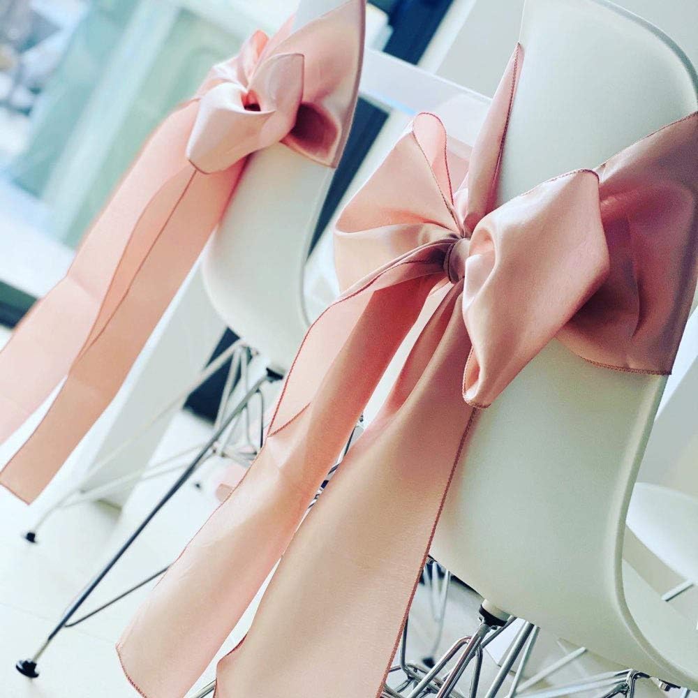 Wedding Satin Gold Chair Sashes by [Brand Name] - 50 Pack Fitted Ribbons for Party Decor | 7x108 Inches