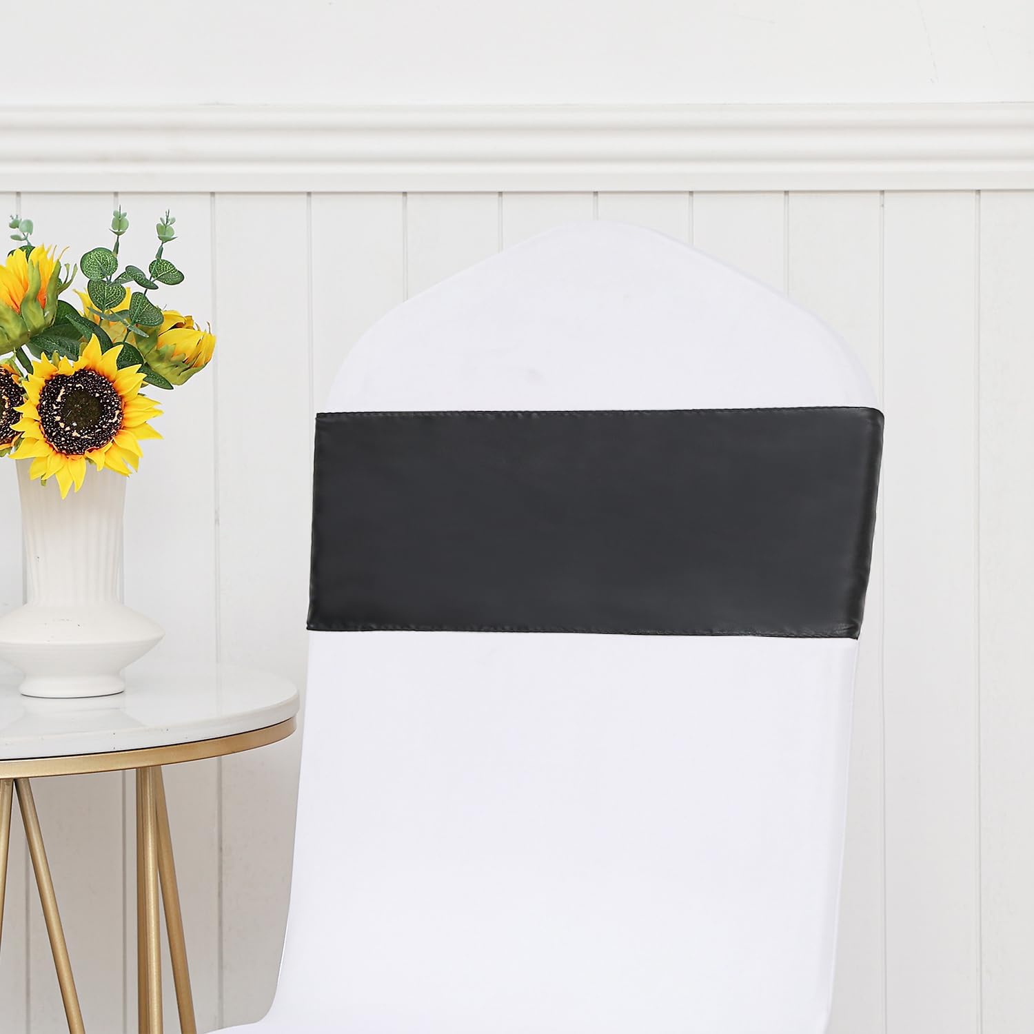 Regine Switzerland Satin Black Chair Sashes - 50 Pack of 7 x 108 Inch Universal Ties for Weddings & Events