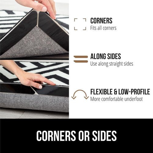 Gorilla Grip Rug Gripper Pads - 8 Pack Black Office Chair Mat for Carpet | 32.5x48 Inch Clear Size