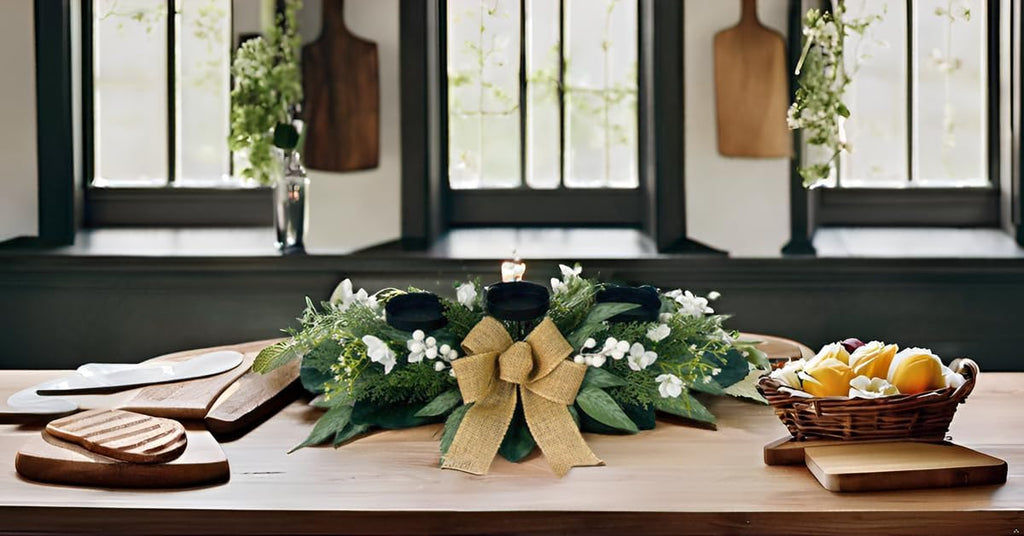 Skiennix 3-Wick Candle Holder - Elegant Centerpiece with Gypsophila, Magnolia & Freesia | Perfect for Dining Room Decor