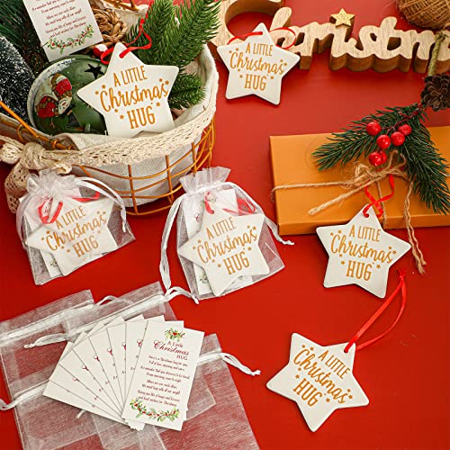 Sieral 72 Pcs Christmas Ornaments Gifts Bulk – Star Style (24 pcs each: ornaments, cards, organza bags)