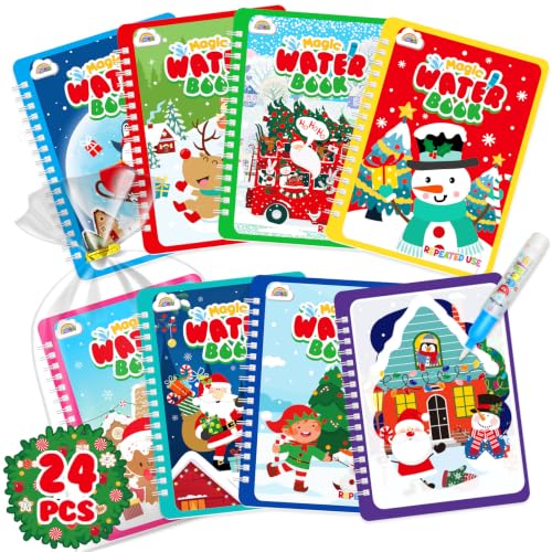 ZMLM Red Christmas Water Coloring Books for Toddlers — 24 Pack with Pens & Gift Bags