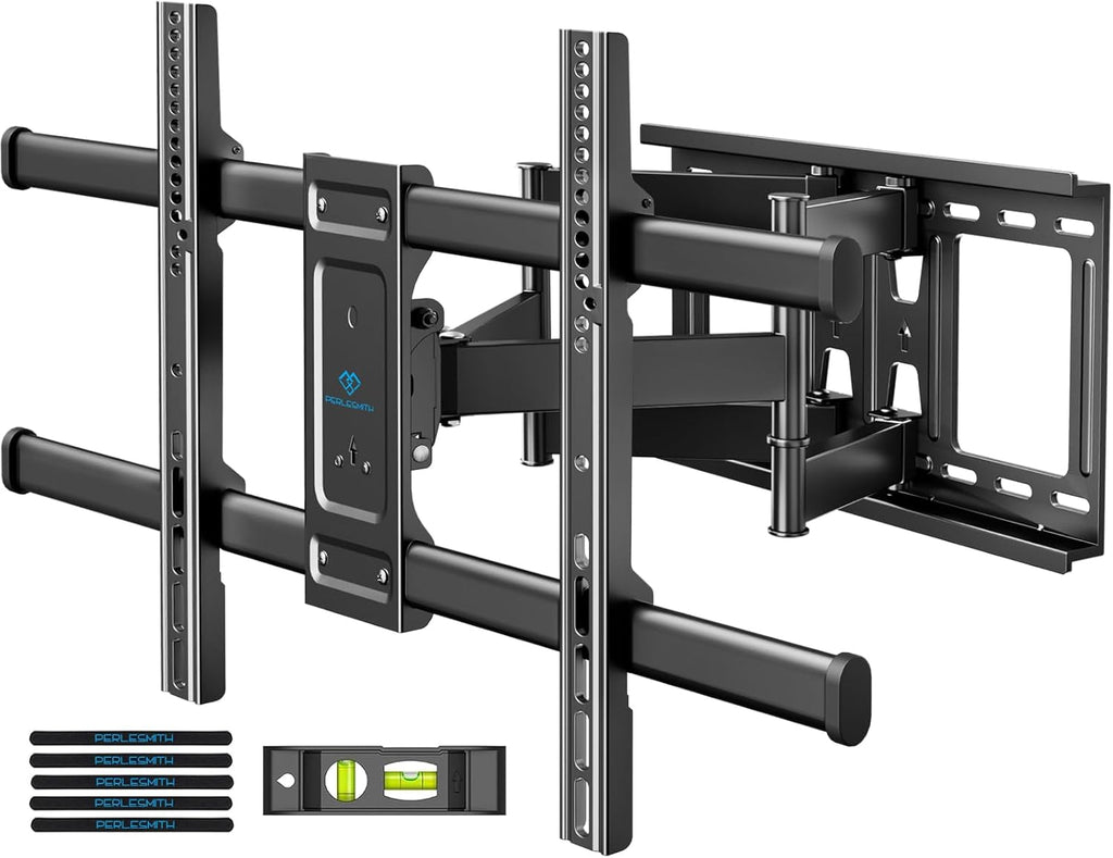 Perlesmith Full Motion TV Wall Mount - Fits 37-82 Inch TVs Up to 132 lbs | Dual Articulating Arms & Tilt