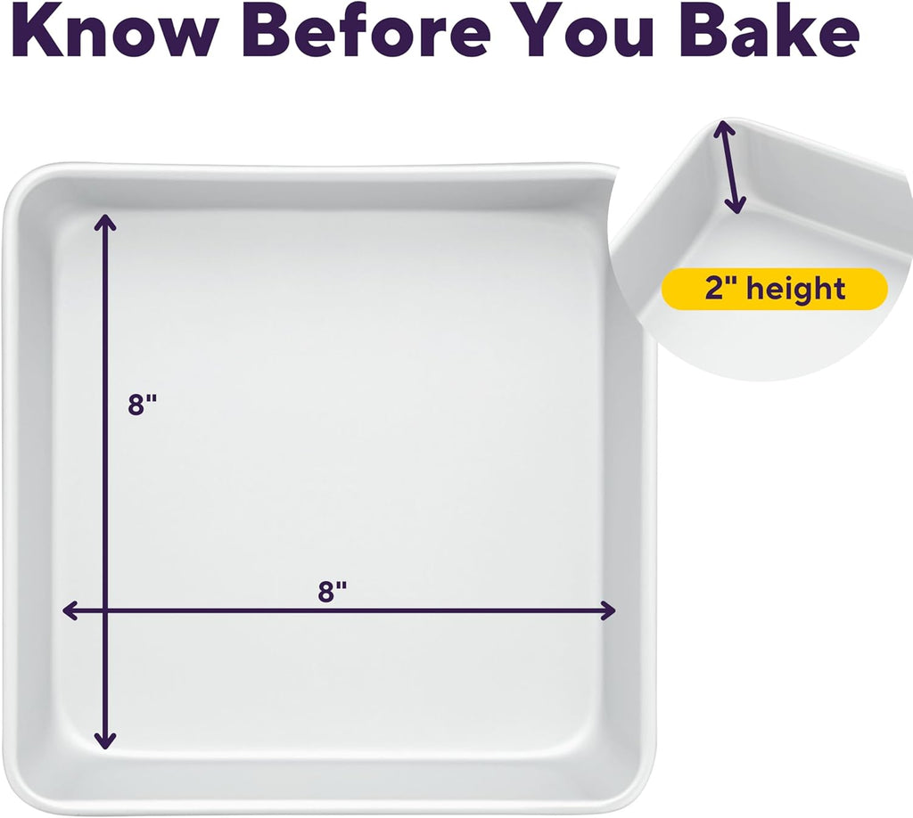 Wilton Square Cake Pan - 8 x 8 Inch Even Heating Aluminum Bakeware | PFAS-Free Design