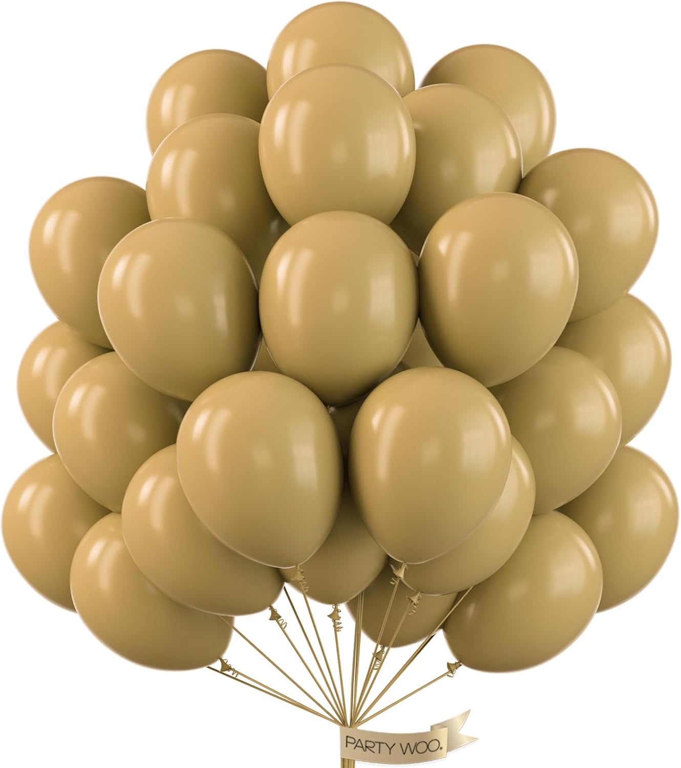 PartyWoo 12-Inch Light Brown Latex Balloons - 50pcs Boho Coffee Helium Balloons for Weddings & Baby Showers