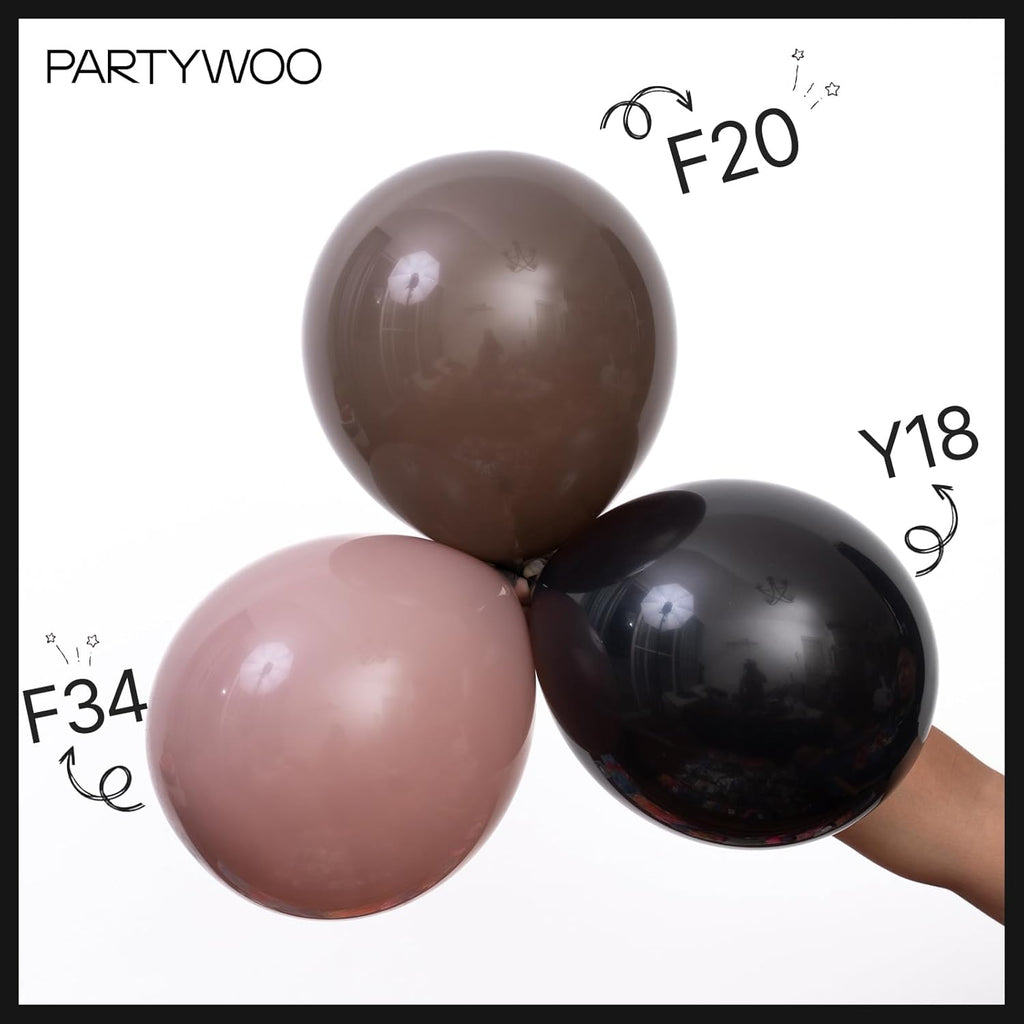 PartyWoo Black Balloons - 100-Piece Arch Kit with Various Sizes for Baby Showers, Birthdays & Anniversaries | Black
