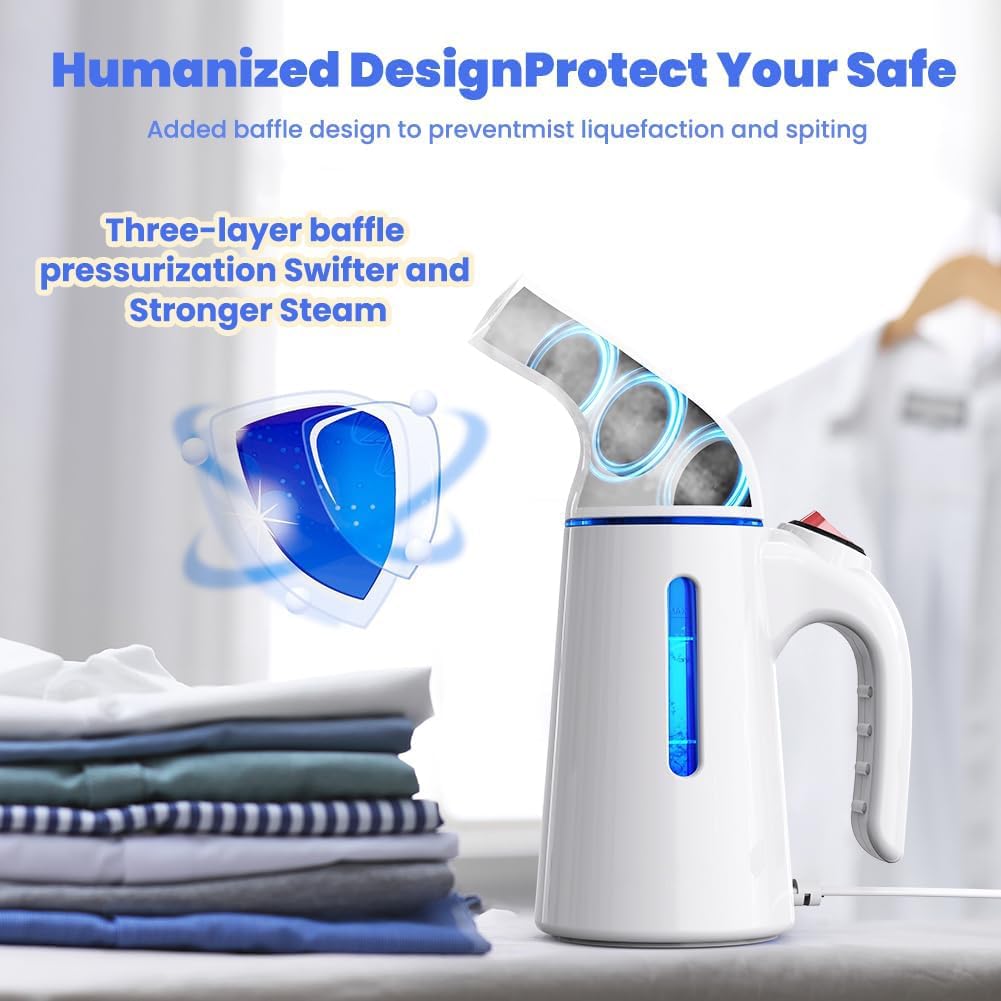 Skiennix Portable Clothes Steamer - 700W Fast Heat-Up in 40 Seconds | 120ML Water Tank, 25g/min Steam