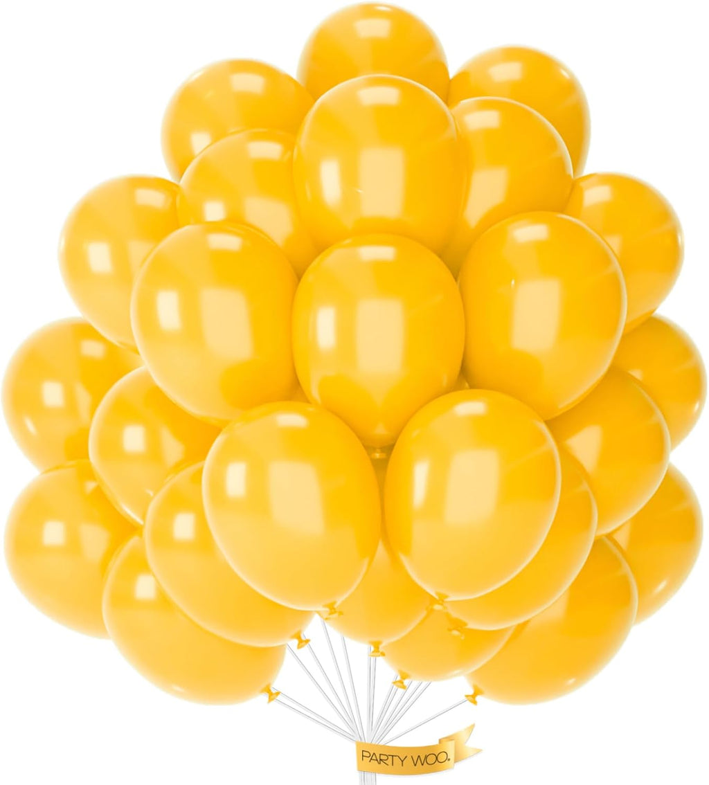 PartyWoo Mustard Yellow Balloons - 100pcs 12 Inch Perfect for Birthday, Graduation & Baby Showers