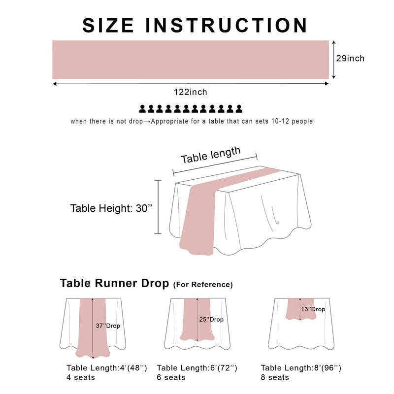 BETRIC 10Ft Chiffon Table Runner 29x122 Inches Charming Wedding Runner Sheer Bridal Shower Decorations, Birthday Party Decor-10 Pack,Blushing Pink