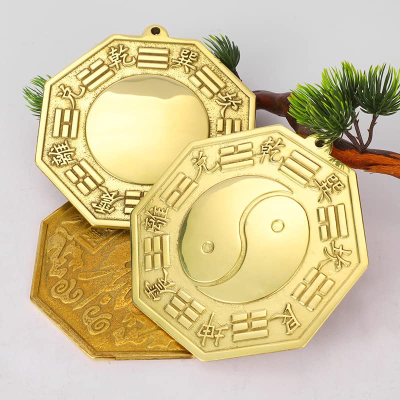Solid Brass Bagua Mirror Tai Chi Wall Hanging Decor for Home Protection