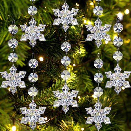 30pc Clear Acrylic Snowflake Ornaments for Christmas Tree & Holiday Decor