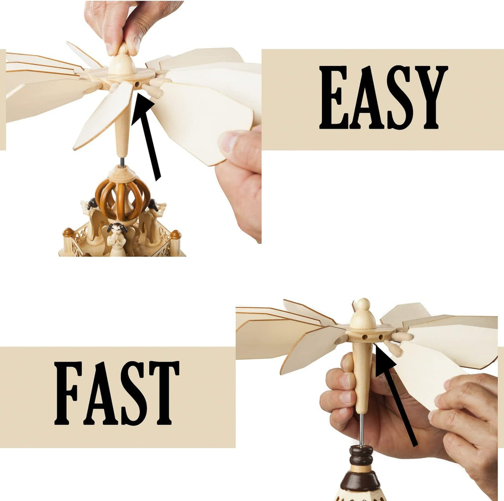 Skiennix 12-Pc Replacement Top Fan Blades Kit - Perfect for German Christmas Pyramids & Windmills
