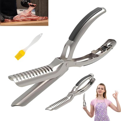 Rib Prep Pro, Stainless Steel Rib Membrane Removal Tool - Ergonomic, Rib Prep Tool Membrane Remover, Dishwasher Safe for Effortless BBQ, Brisket & Meat Preparation