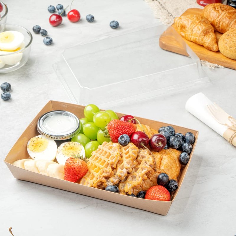 Restaurantware Matsuri Vision 9 x 6 x 1.5 Inch Large Sushi Trays 100 Greaseproof Sushi Packaging Boxes - Lids Sold Separately Disposable Kraft Paper Sushi Containers For Entrees Or Desserts