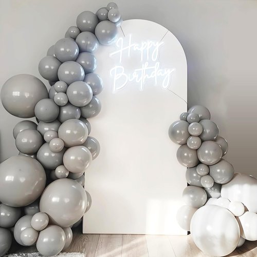 Gray Balloons - 12 Inch Grey Latex Balloons | 50 Pack for Birthday, Baby Shower & Wedding Decorations