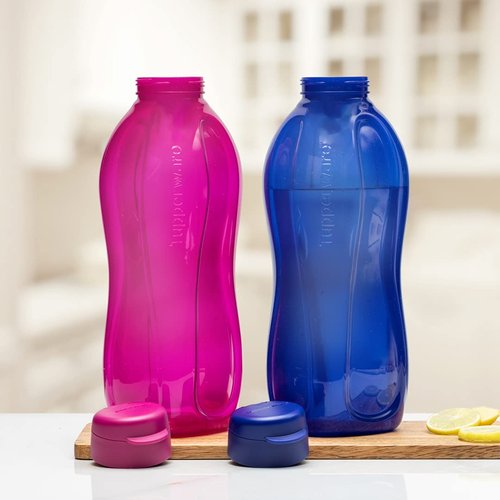 Tupperware 2 x Aquasafe 2 Litre Plastic Bottles with Flip Top