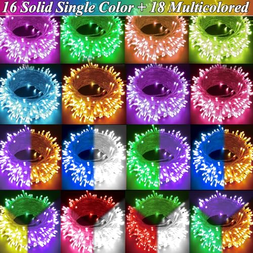 Color Changing Christmas Lights 35 Colors 33FT 100 LED Connectable Waterproof String Lights with Remote - Clear Wire
