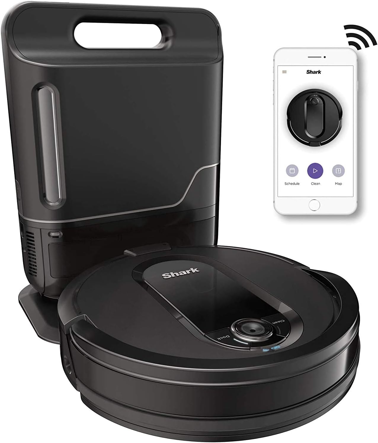 Shark RV1001AE Robot Vacuum - Self-Empty XL with IQ Navigation & Home Mapping | Wi-Fi & Alexa Compatible, Black