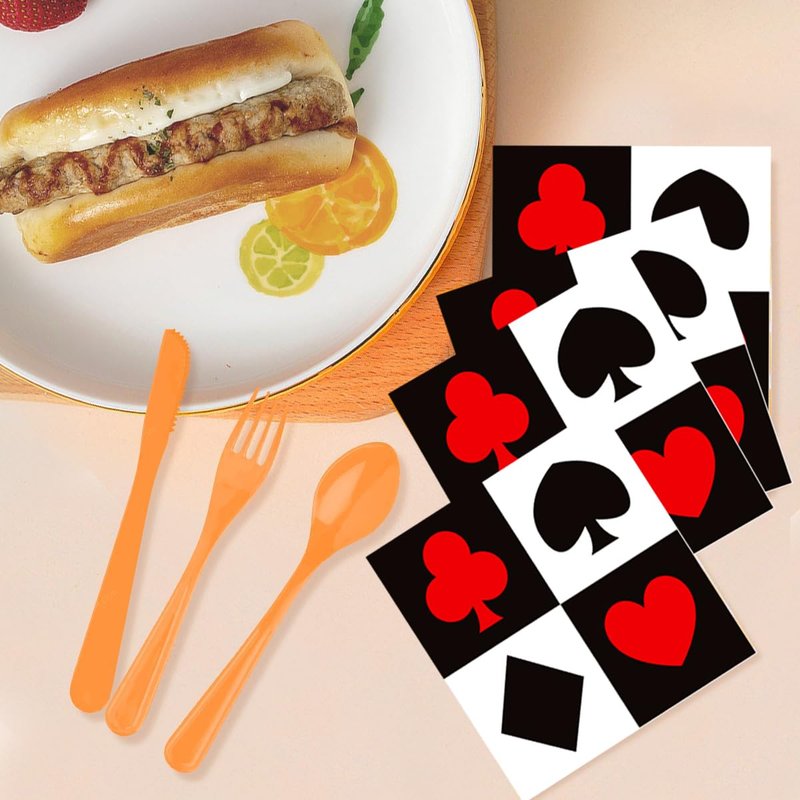 100Pcs Casino Napkins Poker Napkin Casino Party Supplie Disposable Casino Party Cocktail Napkins Las Vegas Napkin for Casino Night Poker Game Themed Card Playing Club Heart Casino Birthday Party Decor