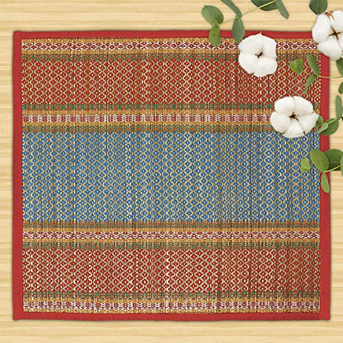Handcrafted Natural River Grass Meditation Prayer Mats, 20x18 Inch, Set of 2