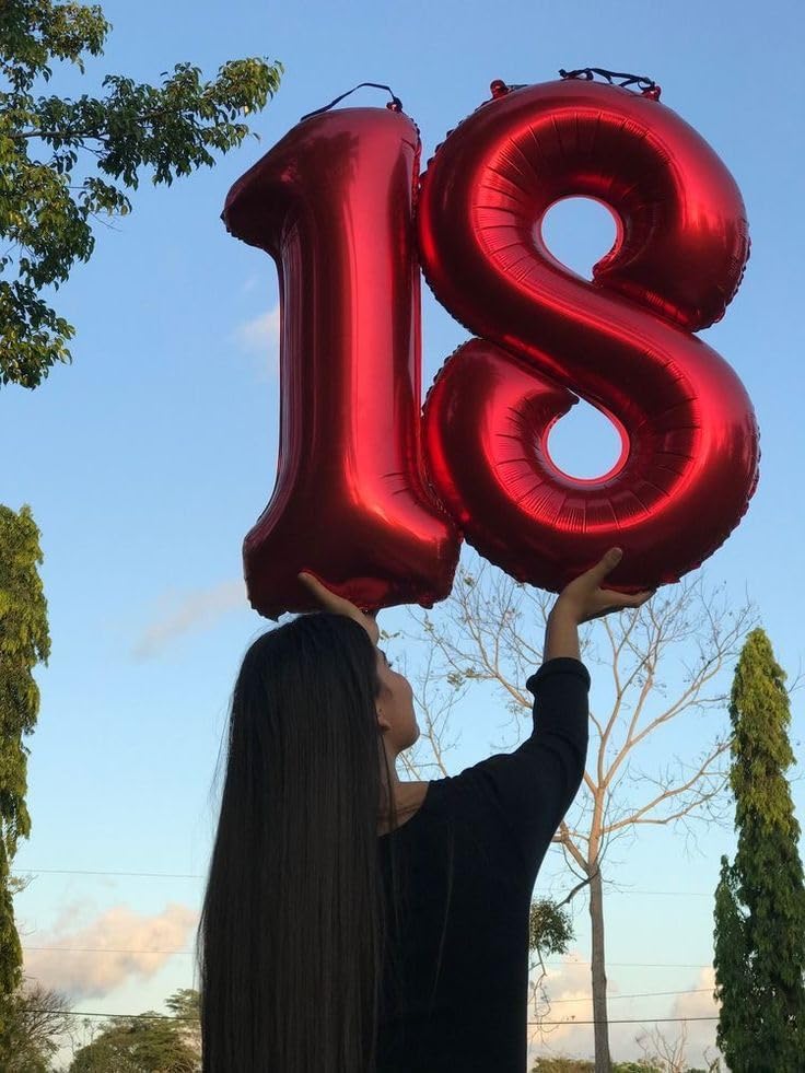 Numbers Balloons 40 Inch Red - 18th Birthday Party Decoration | Big Foil Balloons for Men & Women