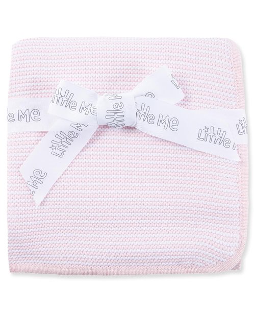 Little Me Knit Baby Blanket – 100% Soft Cotton, Snuggly and Breathable, Perfect as a Swaddle, Stroller Blanket or Nursery Decor for Boys and Girls, Pink Stripe, 30 x 40 Inches