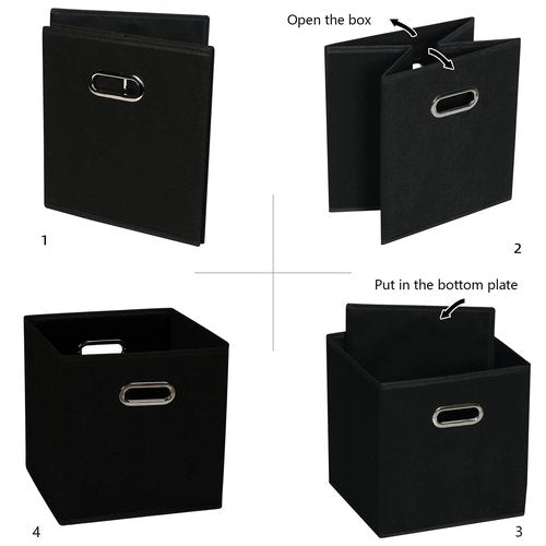 SEVENDOME Fabric Cloth Storage Bins,Fabric Cube Organizer with Dual Handles Foldable Cube Storage Baskets for Home Bedroom Storage,Set of 10,(Black)