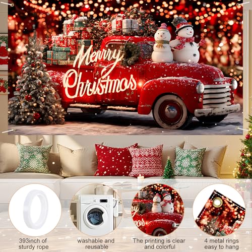 Leiweihope Merry Christmas Banner 71x43in Car Backdrop - Indoor/Outdoor Photo Studio Holiday Decor