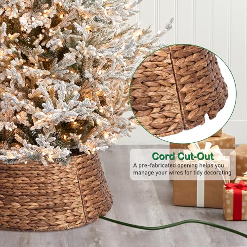 Yonsya 33 in Rattan Christmas Tree Collar - 6-Piece Brown Tree Ring for 6-9 ft Trees