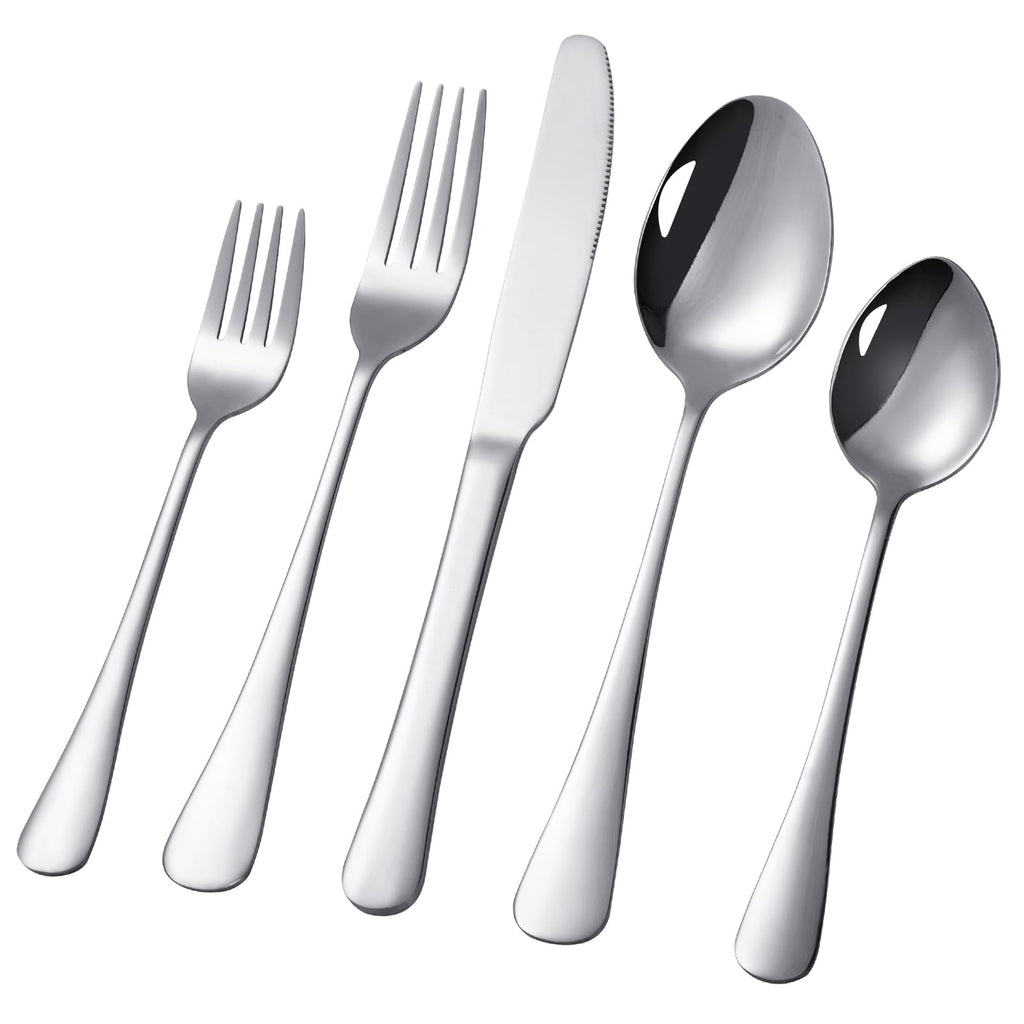 GODTUP Silverware Set, 30 Piece Silver Flatware Set for 6, Mirror Polished Eating Utensils Set, Dishwasher Safe, Stainless Steel Cutlery Set
