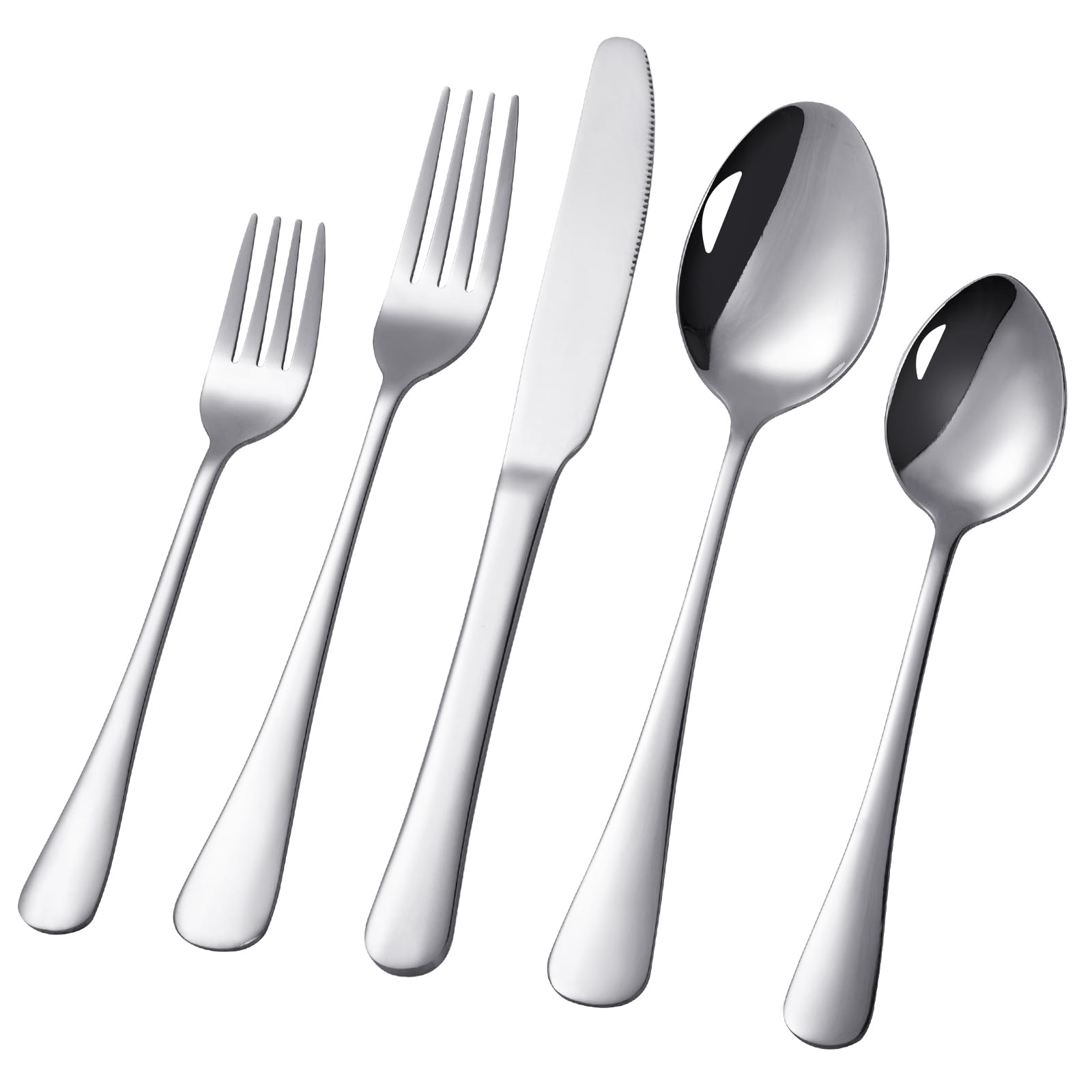 GODTUP Silverware Set, 30 Piece Silver Flatware Set for 6, Mirror Polished Eating Utensils Set, Dishwasher Safe, Stainless Steel Cutlery Set
