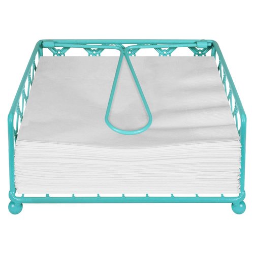 Blue Donuts Lattice Collection Napkin Holder – Napkin Holders for Tables, Dining Table Napkin Holders for Kitchen, Flat Napkin Holder, Turquoise