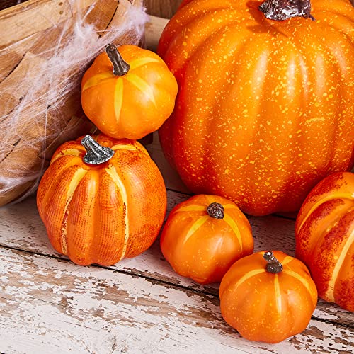 7-Piece Artificial Pumpkin Set for Fall & Thanksgiving Decor