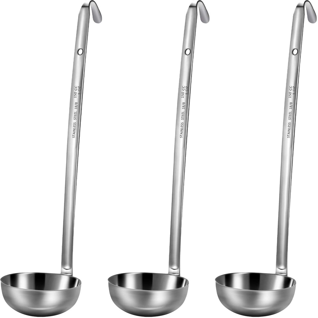 meekoo Stainless Steel Ladle Soup Handle Ladle with Pouring Rim for Kitchen Cooking Soup Sauce