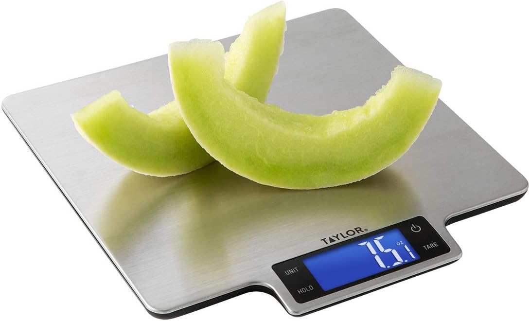 Taylor 22lb Ultra-Precise Digital Kitchen Scale - Stainless Steel, Sleek Silver Design