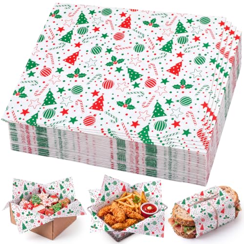 Tenceur Christmas Bauble Wax Paper Sheets 150 Pack for Food Wrapping & Decorations