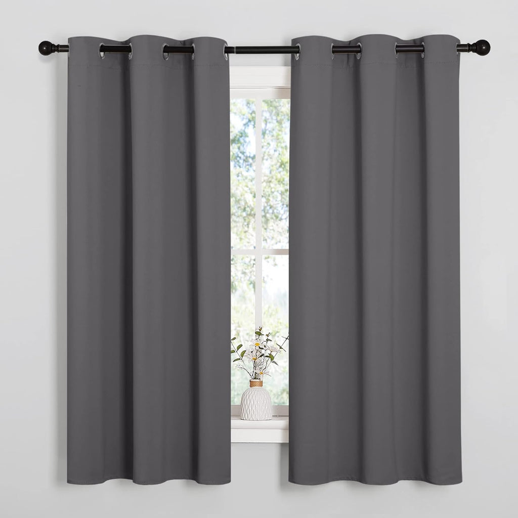 NICETOWN Thermal Insulated Blackout Curtains - 2 Panels, W42 x L63 Inches, Grey for Bedroom