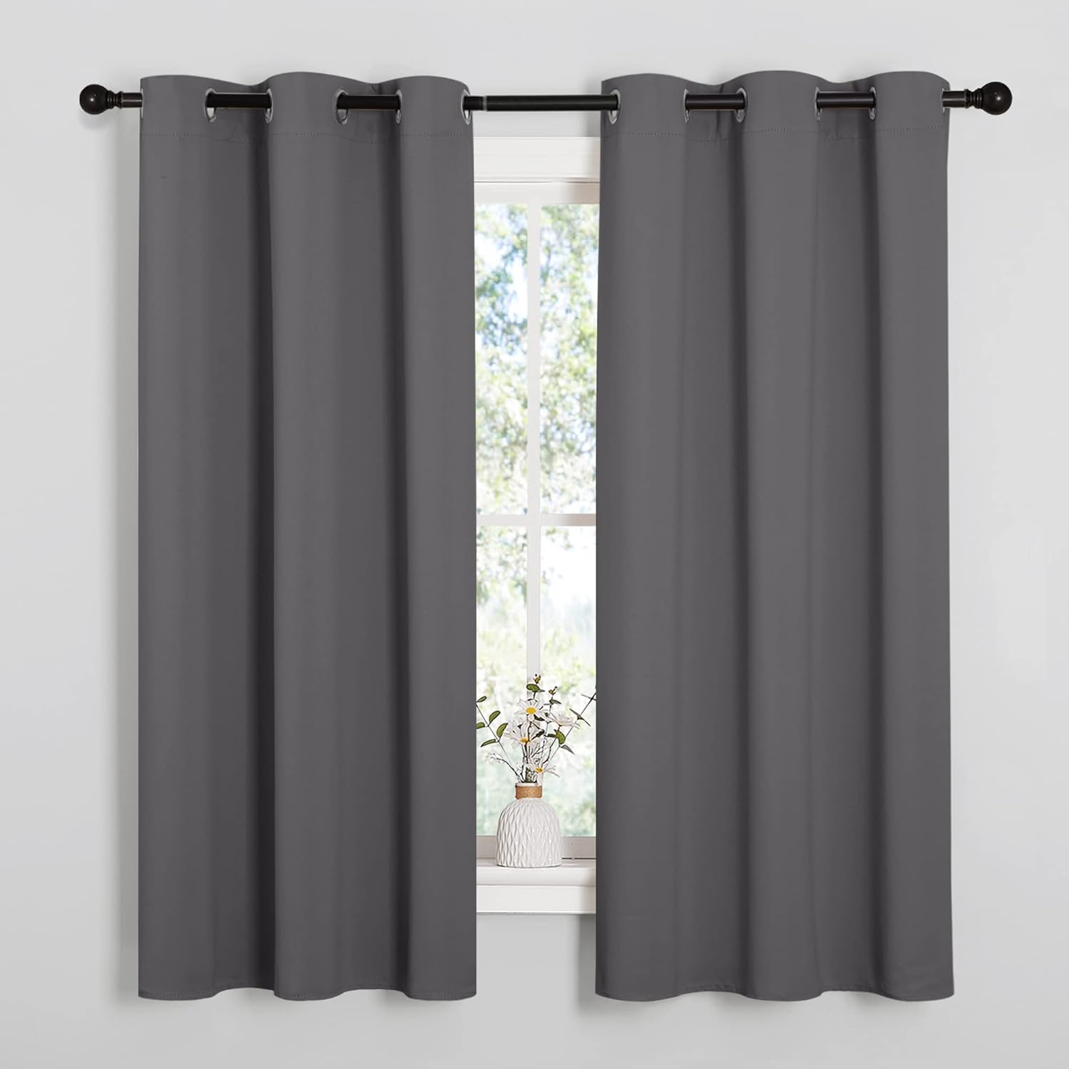 NICETOWN Thermal Insulated Blackout Curtains - 2 Panels, W42 x L63 Inches, Grey for Bedroom