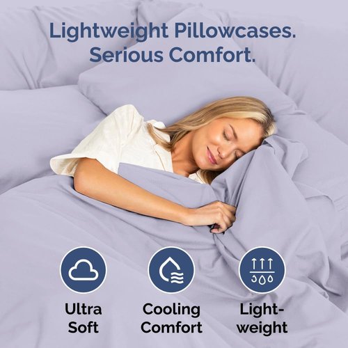 King Standard Pillow Cases by King - Ultra-Soft Hotel Quality Covers | Fade-Free & Wrinkle Resistant - Light Lavender, Set of 2