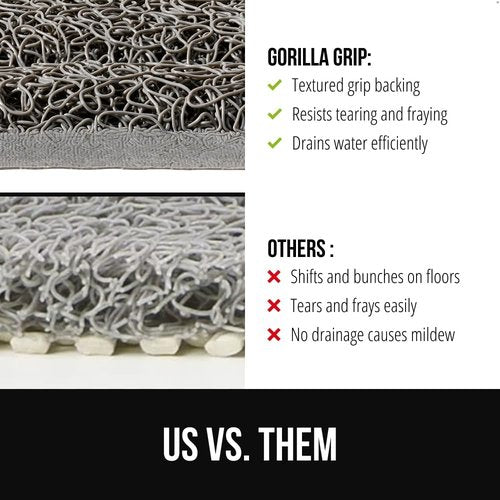 GORILLA GRIP Exfoliating Bath Mat - Soft Loofah-Style Scrubber with Textured Backing, 24x16, Gray