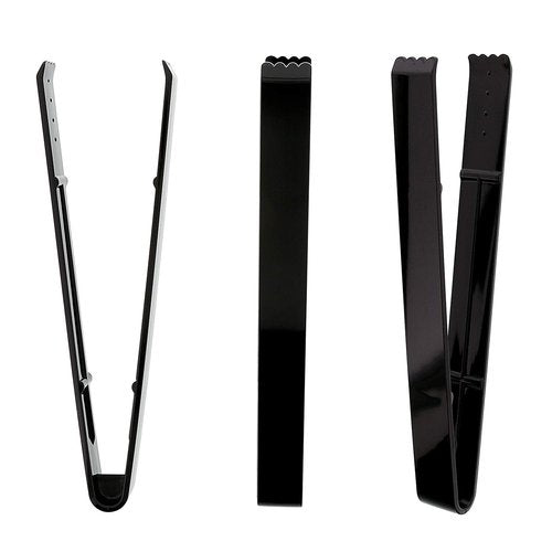 AmerCare 9 Inch Heavy Weight Black Polystyrene Tongs, Individually Wrapped, Case of 48