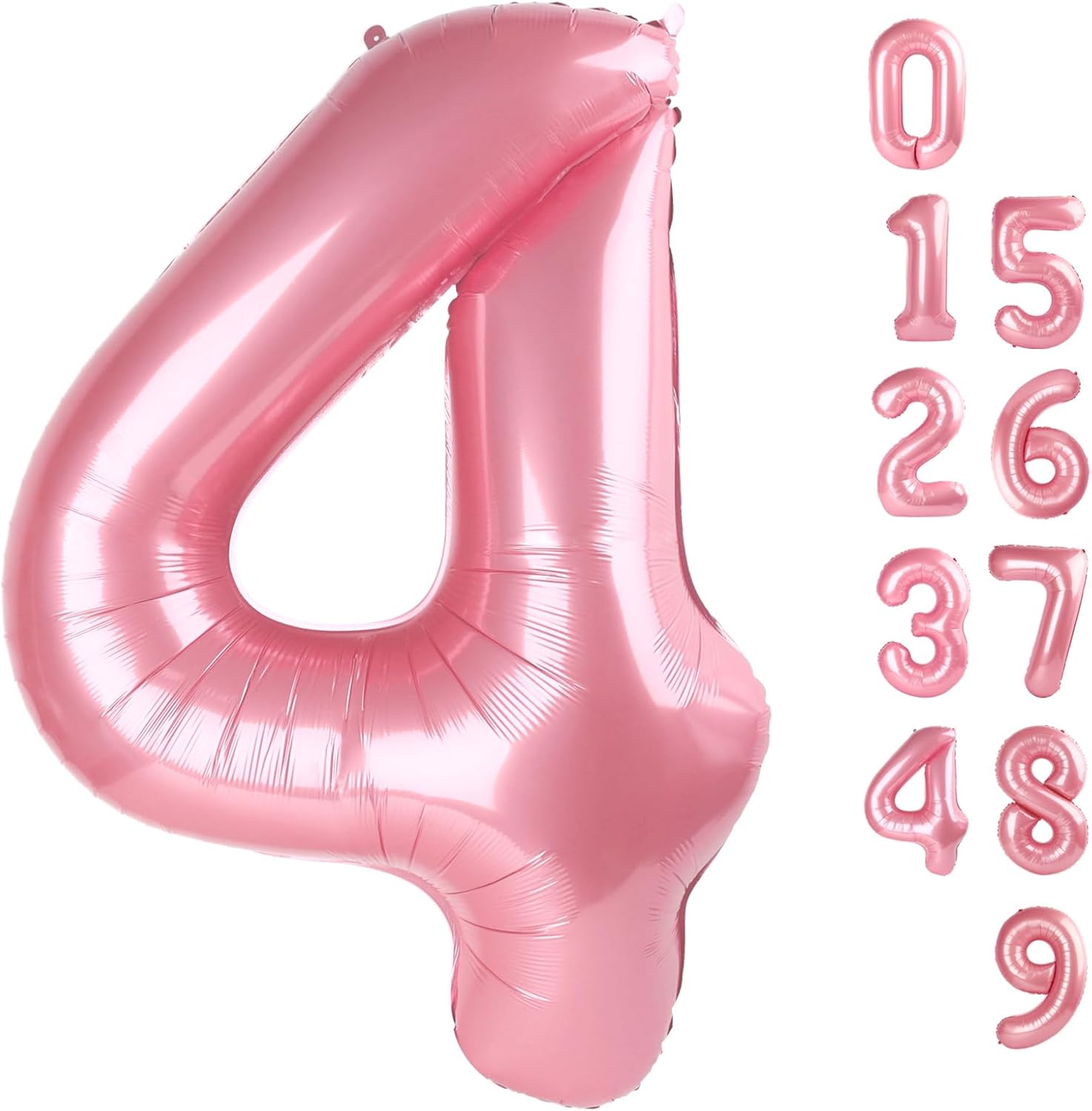 Pastel Pink 40-Inch Large Number Balloons - Perfect for 4th Birthday & Graduation Celebrations