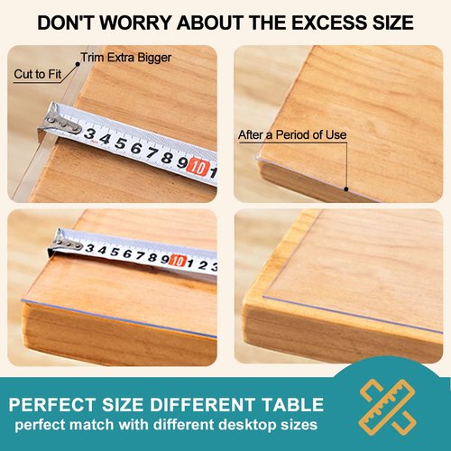 Waterproof Rectangular 42x108 Inch Table Cover Protector Clear PVC Tabletop Cloth for Long Wedding Table Christmas Party Banquet Table Crystal PVC Vinyl Table Pad for Dining Table Easy Clean Heatproof