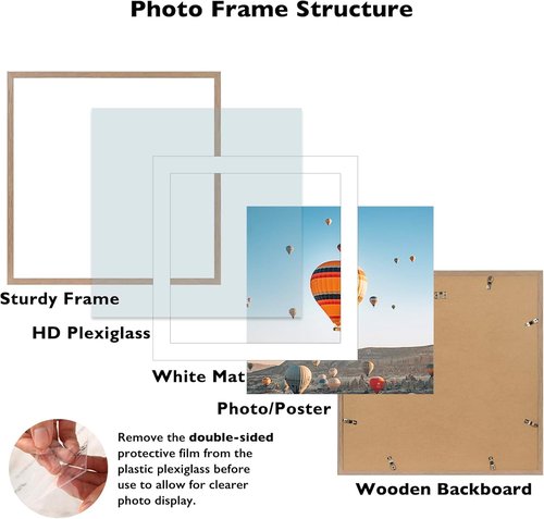 JCJMY 24x24 Rustic Brown Picture Frame - Display 20x20 Photos with Mat or 24x24 Without Mat | Shatter-Resistant Plexiglass