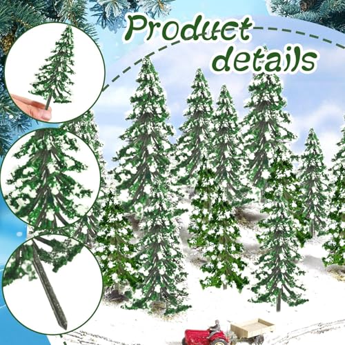 22-Piece Mini Snow Pine Trees Set (2-6 Inch) for Christmas Village & Dioramas