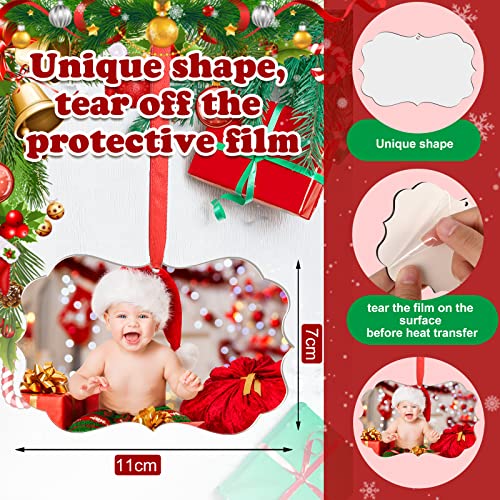 BBTO 15 Pcs Christmas Sublimation Ornaments Blank with Red Ropes