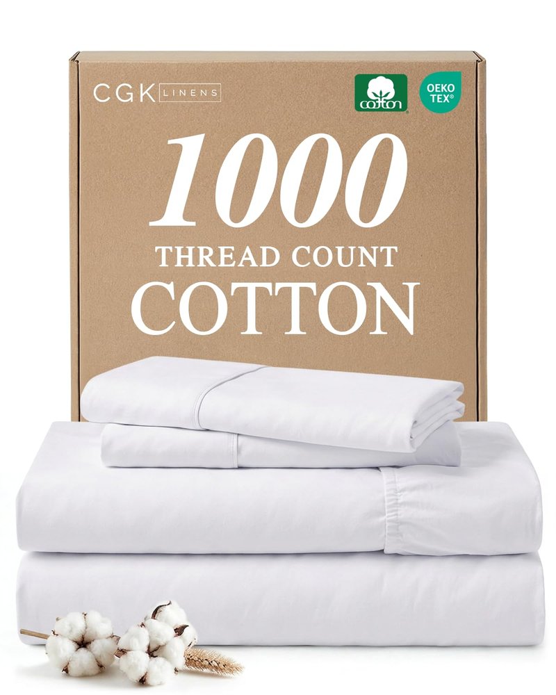 1000 Thread Count Queen Sheet Set - 100% Cotton Bed Sheets - Softer Than Egyptian Cotton - 4-Piece Cream Queen Set - Soft Sateen Weave - Hotel Luxury Bedding 16" Deep Pocket Fits up to 17" Mattresses