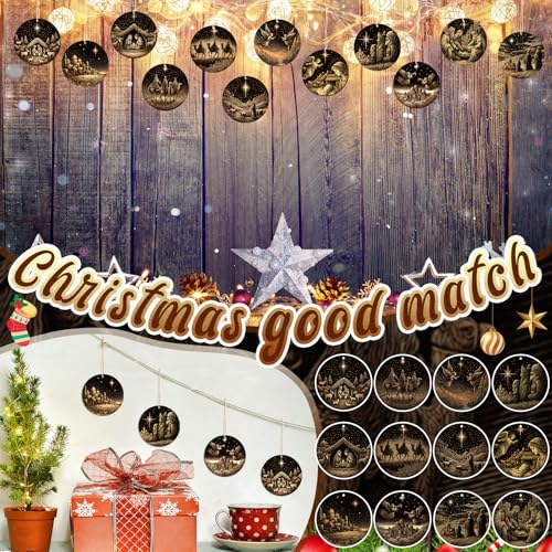 60 Pcs Nativity Scene Christmas Ornaments Wooden Decorations Bulk Set