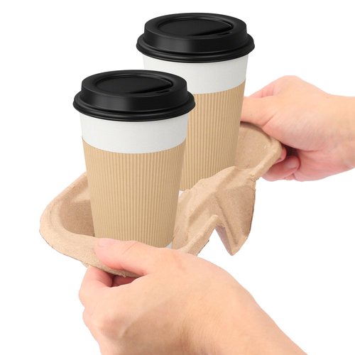 100 Pack Eco-Friendly Two Cup Drink Carrier, Disposable Cup Holder Tray for Your Beverage Needs? to Go Cup Holder for Hot and Cold Drinks by IHDYPPEW