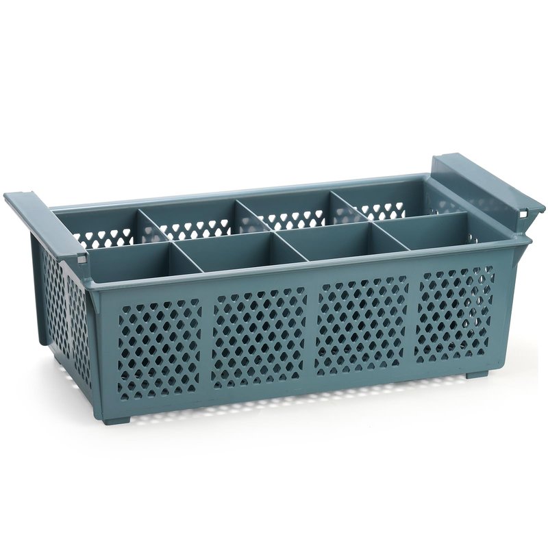Nicunom Large Flatware Rack, 16" Plastic Cutlery Basket 8-Slot Silverware Organizer for Knives, Forks, Spoons, Utensils, Flatware Dishwasher Basket for Kitchen Restaurant Camping RV
